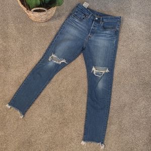 Levi’s 501 Button Fly Skinny High Rise Raw Hem Jeans Sz 27